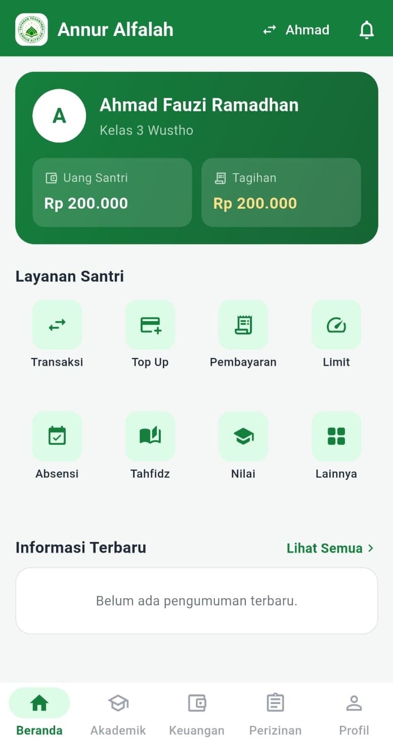 Screenshot: Beranda app