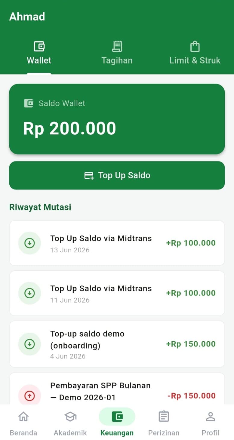 Screenshot: Pengumuman & notifikasi